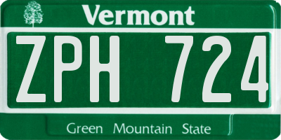 VT license plate ZPH724
