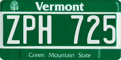 VT license plate ZPH725