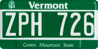 VT license plate ZPH726