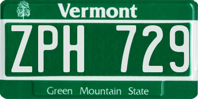 VT license plate ZPH729