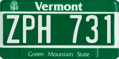 VT license plate ZPH731