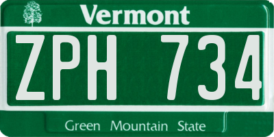 VT license plate ZPH734