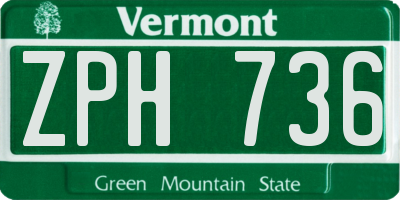 VT license plate ZPH736