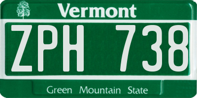 VT license plate ZPH738