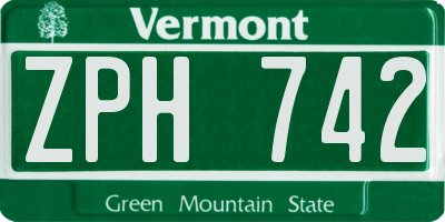 VT license plate ZPH742
