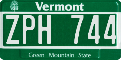 VT license plate ZPH744