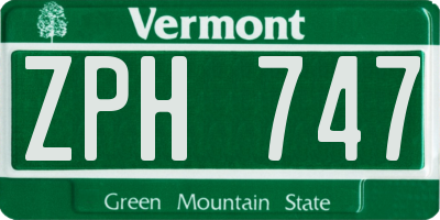 VT license plate ZPH747