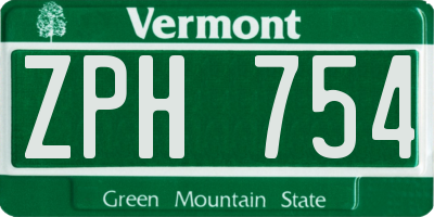 VT license plate ZPH754