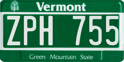 VT license plate ZPH755