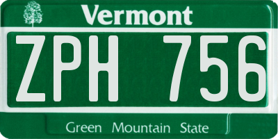 VT license plate ZPH756