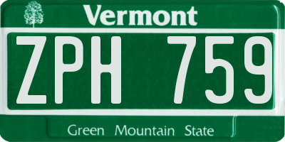 VT license plate ZPH759