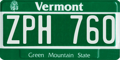 VT license plate ZPH760