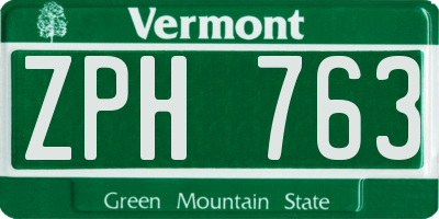 VT license plate ZPH763