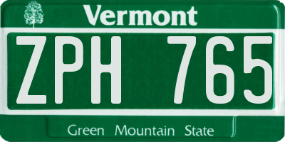 VT license plate ZPH765