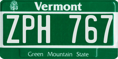 VT license plate ZPH767
