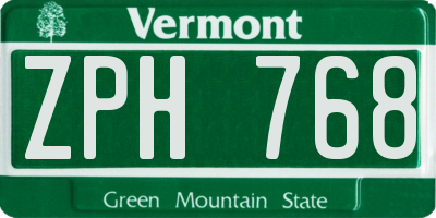 VT license plate ZPH768