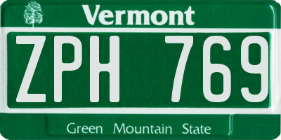 VT license plate ZPH769