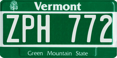 VT license plate ZPH772