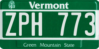 VT license plate ZPH773