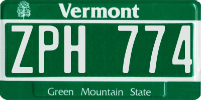 VT license plate ZPH774