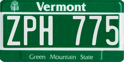 VT license plate ZPH775