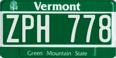 VT license plate ZPH778
