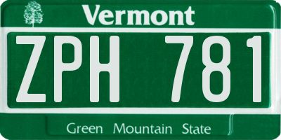 VT license plate ZPH781