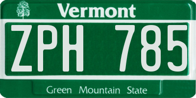 VT license plate ZPH785