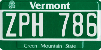 VT license plate ZPH786