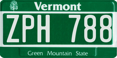 VT license plate ZPH788