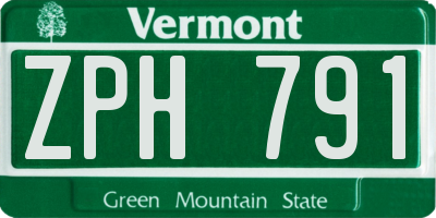 VT license plate ZPH791