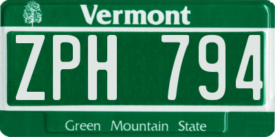 VT license plate ZPH794