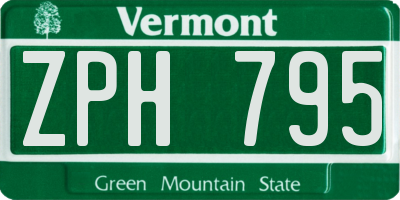 VT license plate ZPH795