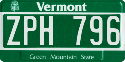 VT license plate ZPH796