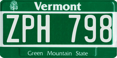 VT license plate ZPH798