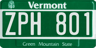 VT license plate ZPH801