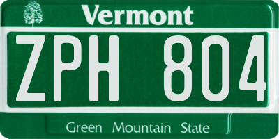 VT license plate ZPH804