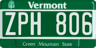 VT license plate ZPH806