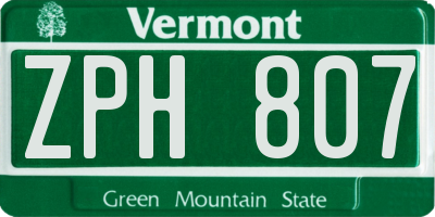 VT license plate ZPH807