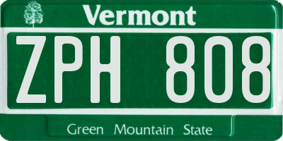 VT license plate ZPH808