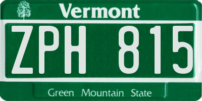 VT license plate ZPH815