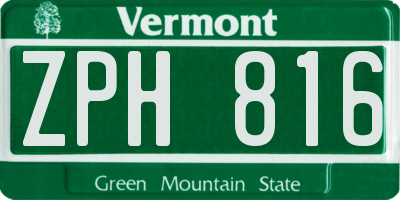 VT license plate ZPH816