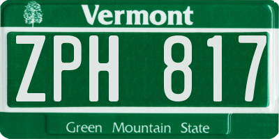 VT license plate ZPH817