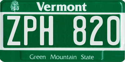VT license plate ZPH820