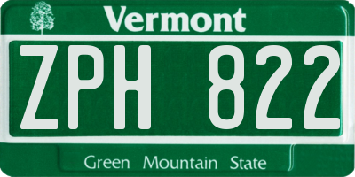 VT license plate ZPH822