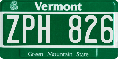 VT license plate ZPH826