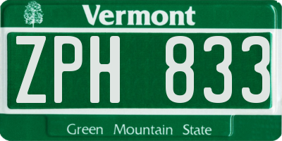 VT license plate ZPH833