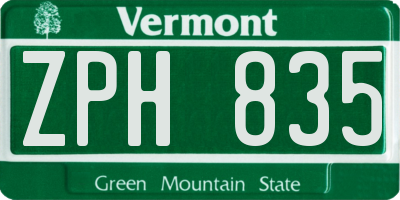 VT license plate ZPH835