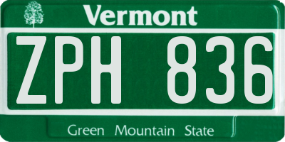 VT license plate ZPH836