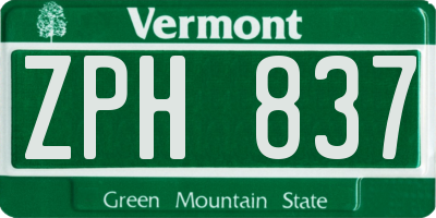 VT license plate ZPH837